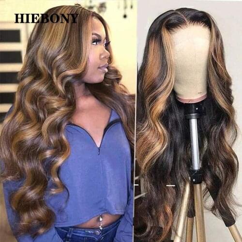 Loose Wave Highlight 1B27 Lace Front Human Hair Wigs with Baby Hair Brazilian 13x6 Highlight Wavy Lace Front Wigs Bleached Knots