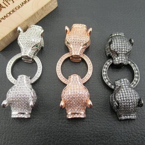 APDGG 1PC 15x55m Cubic Zirconia Pave Jewelry Findings Animal Clasps For Pearl Bracelets Necklaces Making DIY Craft Accessories