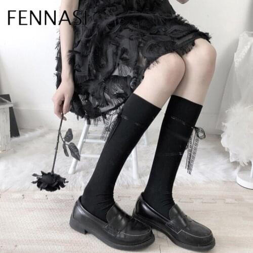 FENNASI Long socks women Cos Girls Spring And Summer Lolita Bow Calf Socks Velvet Knee-Length Tube nylon Socks Cute Socks Women