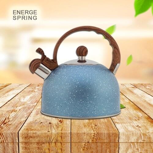 1PC 2.5L New Style Whistling Kettle Wooden Handle Flat Bottom Stainless Steel Boiling Water Kettle Beep Boiling Teapot For Home