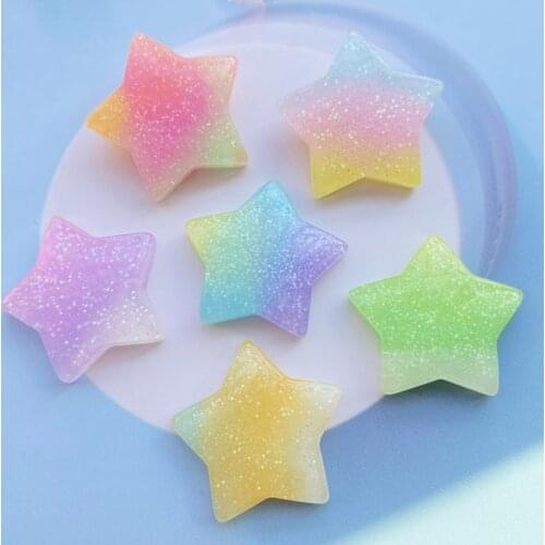 10Pcs Kawaii Cute Mixed Colorful Stars Flat Back Resin Cabochons Scrapbooking DIY Jewelry Craft Decoration Accessorie H110