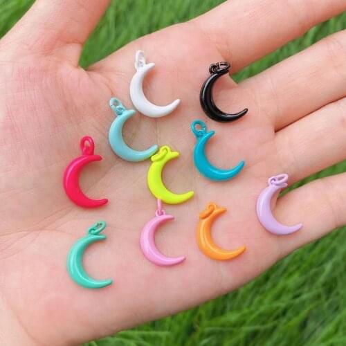 10Pcs,Wholesale Enamel Colorful Moon Shape Fashion Simple Design Charm Pendant Necklace Gift