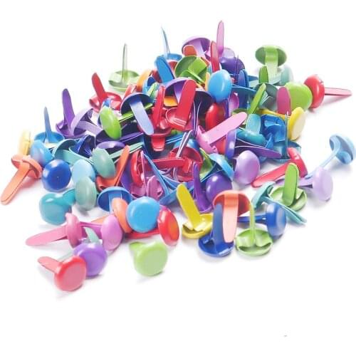 100 Pcs Mini Brads Mixed Pastel Round Brads for Scrapbooking Crafts Making Stamping and DIY 12x8mm