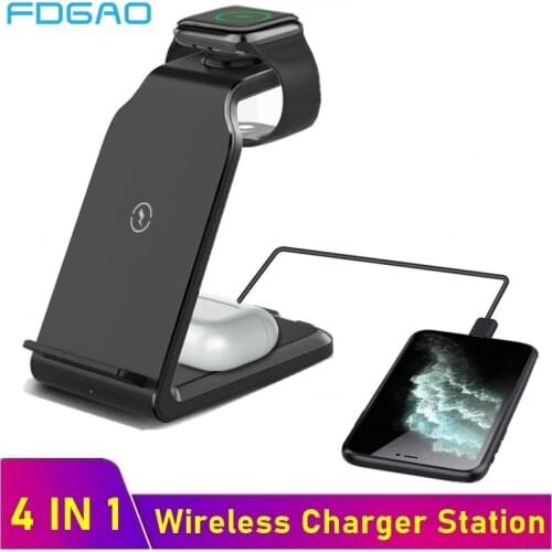 25W Fast Wireless Charger 4 in 1 Qi Charging Dock Station USB Chargers For iPhone 12 11 XS XR X 8 Apple Watch 6 SE 5 AirPods Pro