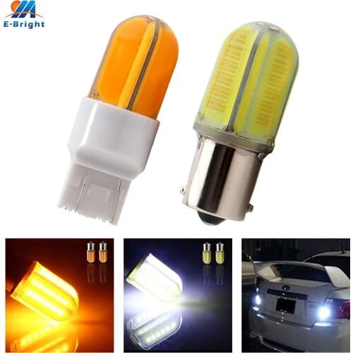 2pcs 9V-28V COB 48 SMD SILICA White Amber 1156 BA15S P21/5W 1157 BAY15D 7440 7443 Led Bulb Front Turn Signal Brake Tail Light