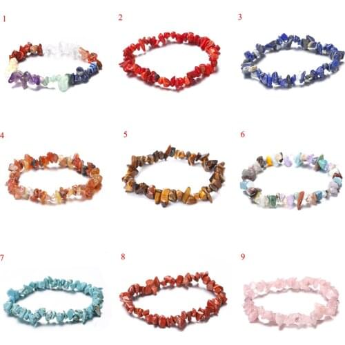 2020 Elastic Yoga Bracelet Healing Natural Stone Crystals Chips Tourmaline Strand Bead Hand Chain Women Fashion Party Jewelry