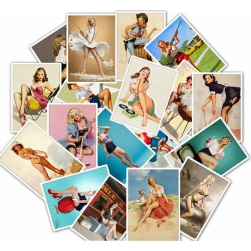 25pcs Europe and America Retro pin up Girl Sticker Decoration Stationery Decal DIY Ablum Diary Scrapbooking Classic Toy Stickers