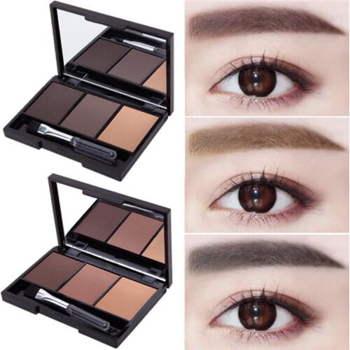 3 Color Eyebrow Powder Palette Cosmetic Brand Eye Brow Enhancer Waterproof Makeup Eye Shadow with Brush Mirror DL
