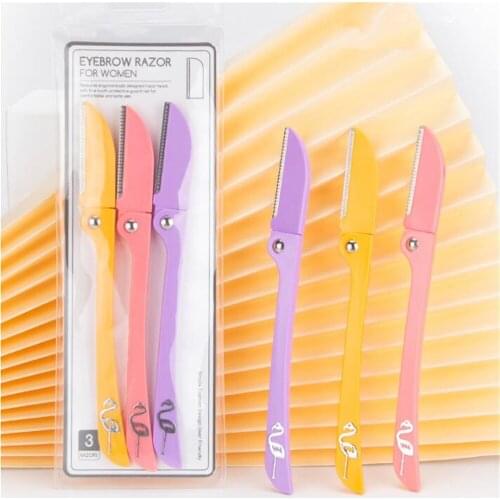 3pcs Foldable Eyebrow Trimmer Eye Brow Shaper Shaver Eyebrow Razor Maker Beauty Makeup Tool Women Face Razor Facial Hair Remover