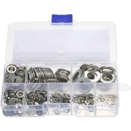 360Pcs Stainless Steel Washer Metal Gasket Flat Sealing Ring Seal Assortment Kit with Storage Case 8 Sizes Hardware Accessory