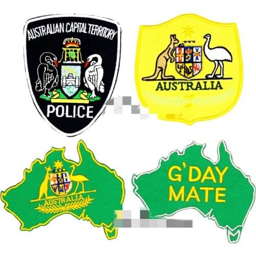 4PCS Patches For Clothing Australia Banner National Flag Strmcwby Embroidery Patch DIY Iron On Patches Giy Shoes Cothes