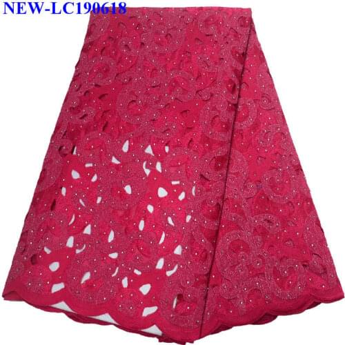 African Lace Fabric 2019 High Quality Nigerian Lace Fabrics Embroidery stones French Tulle Lace Fabric For Wedding Dress ZSW03