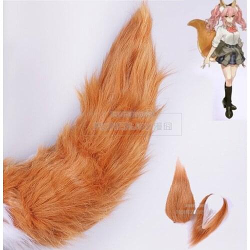 Anime Fate Grand Order Tamamo no Mae Cosplay Tail and Ears Fate/extra Tamamo Cosplay Tail Cosplay Accessories Props