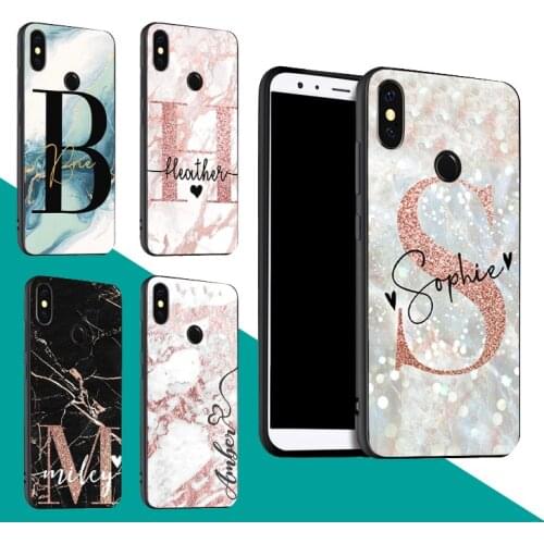 PERSONALISED initials name Rose Gold Case For Xiaomi Redmi Note 9 7 8 Pro 9S 8T 9A 9C Mi Note 10 Lite A3 For POCO X3 F2 Pro