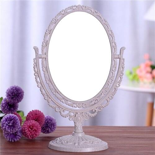 Double Sided Make Up Cosmetic Oval Mirror Shaving Bath Table On Stand