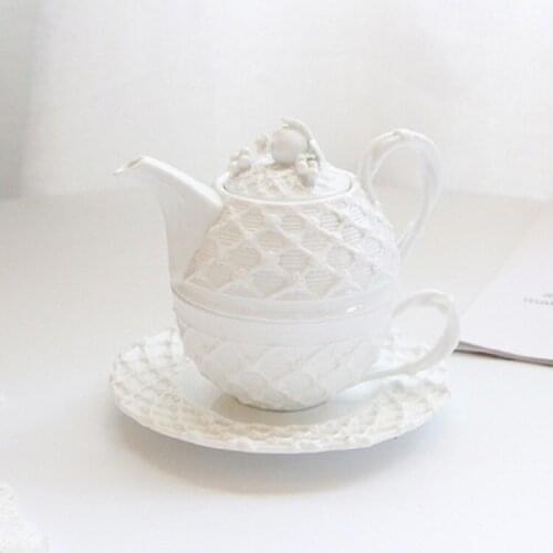 European ceramic relief pomegranate woven teapot modern simple art style teapot teacup a complete set of spot