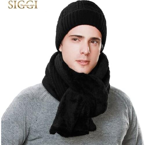 FANCET Men Winter Warm Skullies Beanies Solid Warm Brim Fleece Wool Soft Hats For Men Scarf Mask Balaclava 2019 Caps 89219