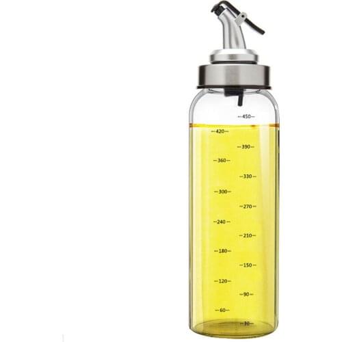 Olive Oil and Vinegar Dispenser - 17 oz Clear Glass Cruet Bottles for Cooking with No Drip Spout Stoppers 500ml