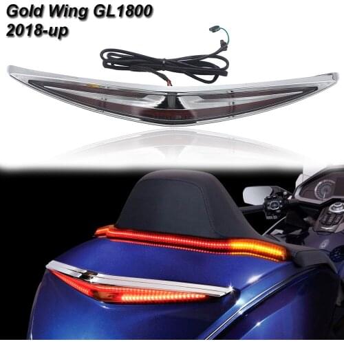 Chrome and Black Motorcycle Rear Trunk Turn Signal LED Brake Light For Honda Goldwing GL1800 2019 2018-2020