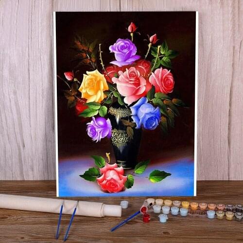 Flower Rose Painting By Numbers Set Oil Paints 40*50 Oil Painting Home Decoration For Adults Art