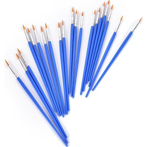 10Pcs Nylon Hair Artist Paint Brush Acrylic Watercolor Round Fine Hand Point Tip