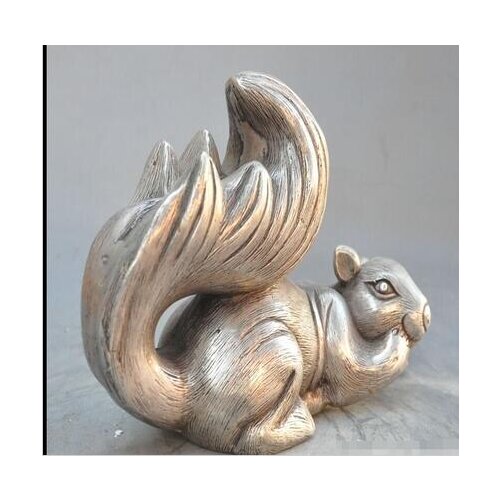 Chinese China Fengshui copper Silver Auspicious animal Lovely Squirrel Squirrels Statue decoration bronze factory outlets