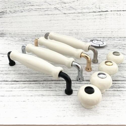 LCH Cream White Wardrobe Ceramic Hardware Ancient Style Knobs Garden European Porcelain Drawer Door Pull