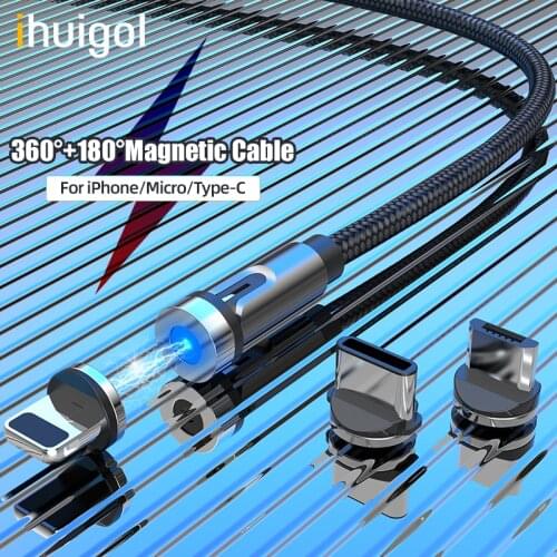 Ihuigol 540 Magnetic Cable Micro USB Type C Cable Fast Charging Cord Magnet Charger For iPhone 11 Pro Max X 6 7 8 Samsung Xiaomi
