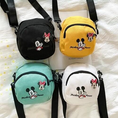 Mickey Minnie Cartoon Disney Canvas Small Bag Girl New Ins Japanese Diagonal Wild Student Shoulder Mobile Phone Bag