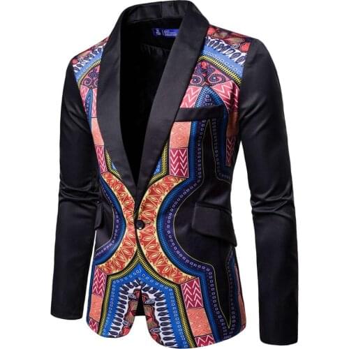Blazers Mens Jackets Coats Mens Suit Jackets Masculino New Hombre Ethnic Costumes Fashion Slim Fit Printed Casual