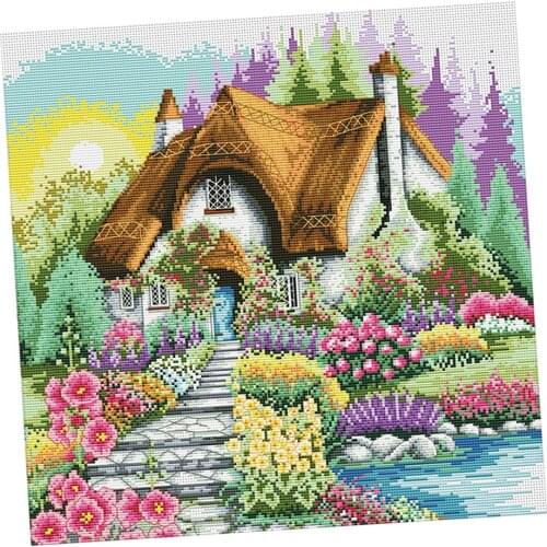 1 Set Cross Stitch Kits With DIY House Pattern Needlework Stamped Crafts
