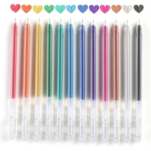 12 Colors Highlighter Pen Set Cute Glitter Color Gel Pen Painting Writing tool For Girl Kids Gifts DIY School Art Stationery