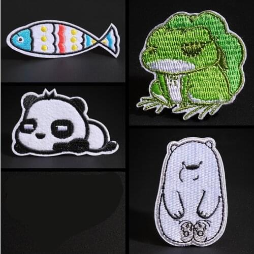 Clothing patches Cartoon animals Traveling frog Flying lightning baby panda T-shirt Hoodie jeans Decoration Badge Hole repair