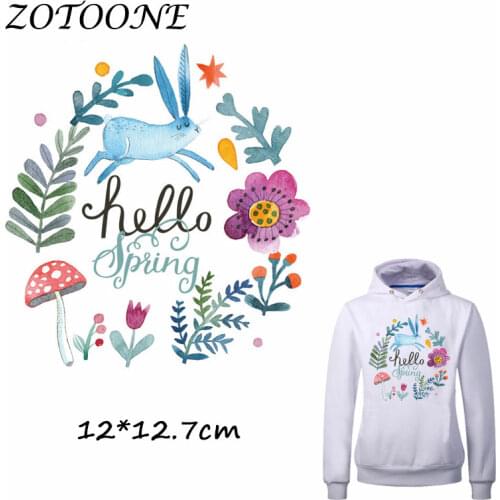 ZOTOONE Patches Iron on Transfers DIY Accessory Pretty Bunny Flower Patch for Clothing Print on T-shirt Jeans Applique Clothes C