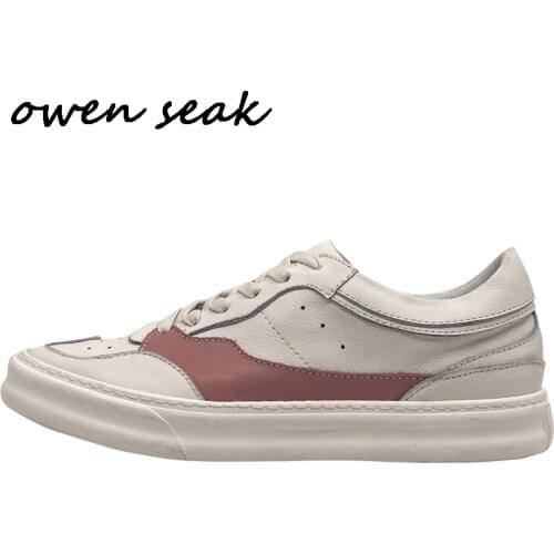 Owen Seak Men Casual Shoes Luxury Trainers Genuine Leather Lace Up Sneakers Spring Boots Brand Flat White Shoes