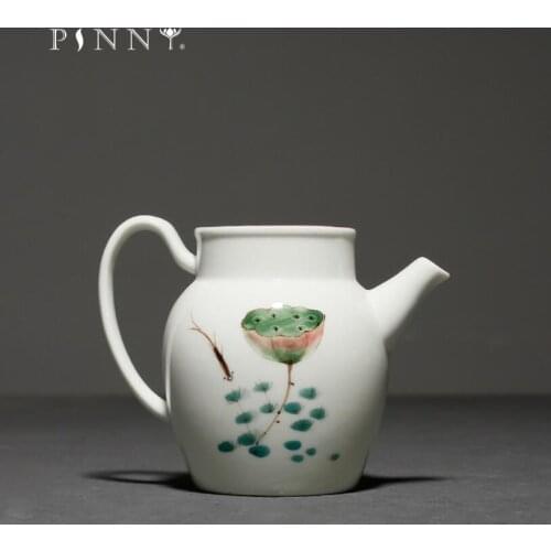 PINNY 85ML Hand Painted Ceramic Lotus Chahai Vintage White Porcelain Kung Fu Tea Service Traditional Chinese Drinkware