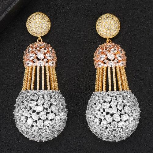 LARRAURI Luxury Winding Statement Dangle Water Drop Earrings For Women Wedding Zircon CZ Engagement Party Dubai Bridal Earring