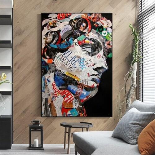 Modern Graffiti Portrait Art Prints on Canvas Wall Art David Decorative Paintings for Living Room Cuadros Home Decor