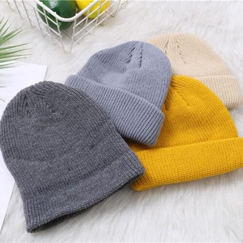 Warm Fashion Autumn/Winter Mens/Womens Creative Solid Color Melon Skin Knitted Wool Hat Korean Version Of Thick Windproof Hat