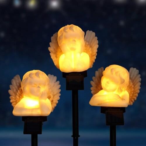 Warm Solar Powered Angel Cherub Lights Lantern Garden Yard Patio Art Outdoor Garden Lamp For Holiday Wall Light Garden Landscape