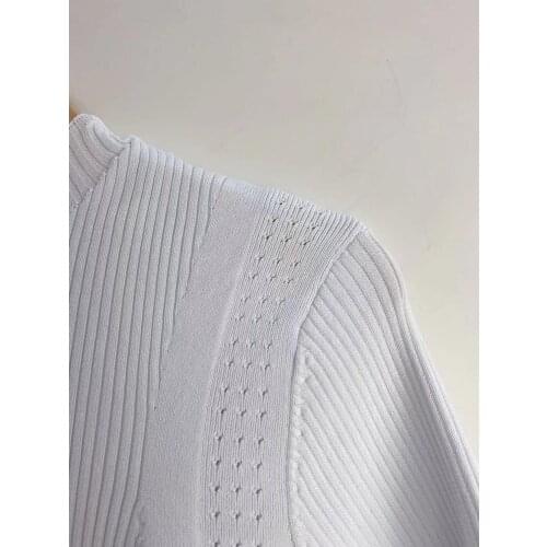 2021 Early Spring Knitted Sweater Slim Lady Simple Hollow Out Knitwear Female Bottoming Pullover Tops