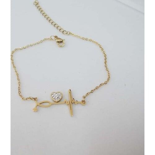 High quality top fashion bracelet made of 100% stainless steel -anti-allerge ,i love you shape -silver and gold color