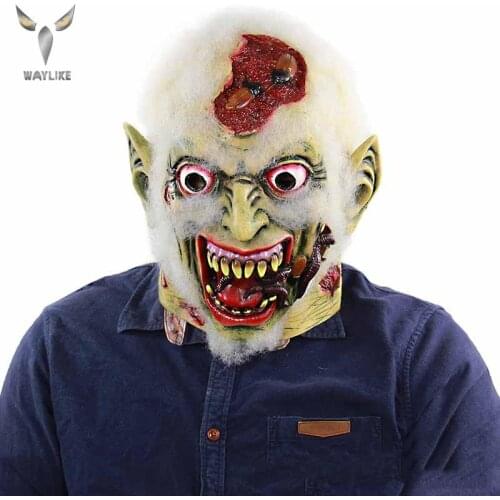 WAYLIKE Halloween Disgusting Rotten Face Bloody Zombie Mask Adult Party Costume Mask Horror Carnival Cosplay Party Props