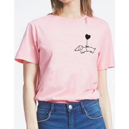 Women T Shirt Wiener Dog Print Hipster Dachshund Lover Dog Lover Tee Shirt Femme Casual Plus Size Funny T Shirts for Women Tops