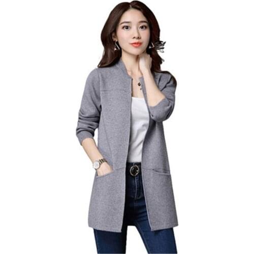 2019 Spring Autumn Women Knit Sweater Cardigan Jacket Coat Loose Large Size Long Sweater Cardigan Female Shawl Outerwear PZ1718