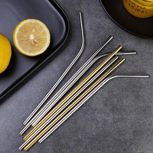 1 piece of environmentally friendly reusable metal straw 304 stainless steel straw with cleaning brush for bar party accessories