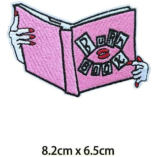 10 PCS Red Burn Book Embroidered Iron On Patch, Cartoon Monster Biker Vest Clothing Accessories DIY Wholesale