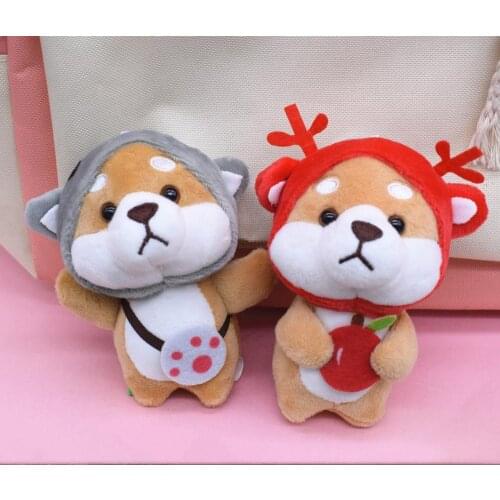 13cm Creative cute akita dog shiba inu plush toy car key chain dog lovers cartoon bag hanging ornaments female
