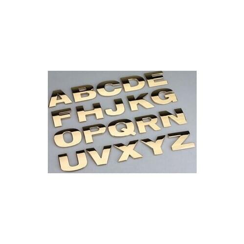 5 pcs/lot 3D Car Metal Stickers Letters car Badge A to Z and 0 to 9 Numbers 3 color Glue sticker top quality emblem car styling