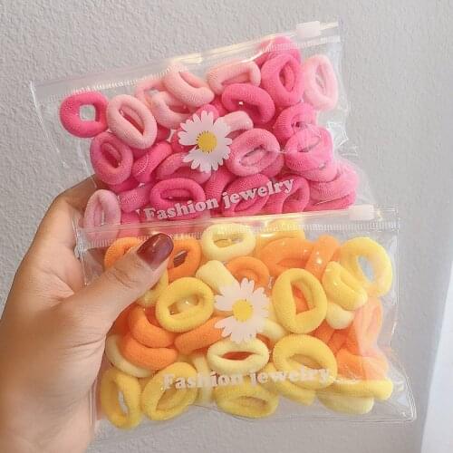 50PCS Sweet Girls Colorful Nylon Small Elastic Hair Bands Children Ponytail Holder Scrunchie Headband For Kids Hair Accessories